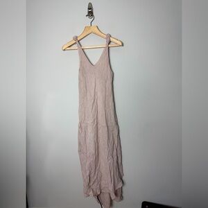 Coco Bella Made in Italy 100% Linen Light Pink Midi Dress Sleeveless Size Med